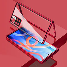 Funda Bumper Lujo Marco de Aluminio Espejo 360 Grados Carcasa para Xiaomi Poco M4 Pro 5G Rojo