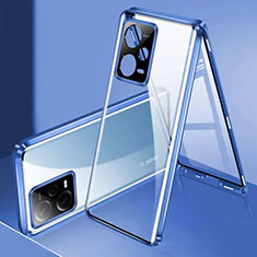 Funda Bumper Lujo Marco de Aluminio Espejo 360 Grados Carcasa para Xiaomi Poco X5 5G Azul