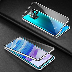Funda Bumper Lujo Marco de Aluminio Espejo 360 Grados Carcasa para Xiaomi Redmi 10X Pro 5G Plata