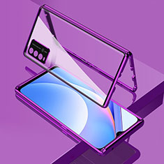 Funda Bumper Lujo Marco de Aluminio Espejo 360 Grados Carcasa para Xiaomi Redmi 9T 4G Morado