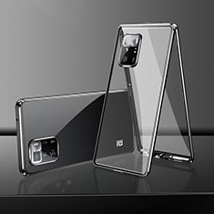 Funda Bumper Lujo Marco de Aluminio Espejo 360 Grados Carcasa para Xiaomi Redmi Note 10 5G Negro