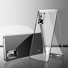 Funda Bumper Lujo Marco de Aluminio Espejo 360 Grados Carcasa para Xiaomi Redmi Note 10 5G Plata