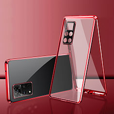 Funda Bumper Lujo Marco de Aluminio Espejo 360 Grados Carcasa para Xiaomi Redmi Note 11 4G (2022) Rojo