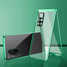 Funda Bumper Lujo Marco de Aluminio Espejo 360 Grados Carcasa para Xiaomi Redmi Note 11 Pro 4G Verde