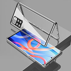 Funda Bumper Lujo Marco de Aluminio Espejo 360 Grados Carcasa para Xiaomi Redmi Note 11S 5G Plata