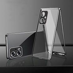Funda Bumper Lujo Marco de Aluminio Espejo 360 Grados Carcasa para Xiaomi Redmi Note 11T Pro+ Plus 5G Negro