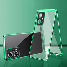 Funda Bumper Lujo Marco de Aluminio Espejo 360 Grados Carcasa para Xiaomi Redmi Note 12T Pro 5G Verde