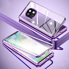 Funda Bumper Lujo Marco de Aluminio Espejo 360 Grados Carcasa para Xiaomi Redmi Note 9T 5G Morado