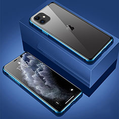 Funda Bumper Lujo Marco de Aluminio Espejo 360 Grados Carcasa T01 para Apple iPhone 11 Azul