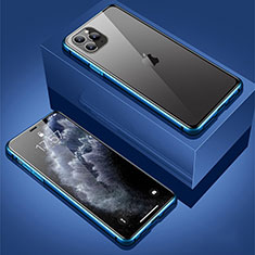 Funda Bumper Lujo Marco de Aluminio Espejo 360 Grados Carcasa T01 para Apple iPhone 11 Pro Azul
