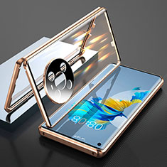 Funda Bumper Lujo Marco de Aluminio Espejo 360 Grados Carcasa T01 para Huawei Mate 40 Oro