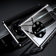 Funda Bumper Lujo Marco de Aluminio Espejo 360 Grados Carcasa T01 para Huawei Mate 40 RS Negro