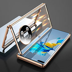Funda Bumper Lujo Marco de Aluminio Espejo 360 Grados Carcasa T01 para Huawei Mate 40E Pro 5G Oro