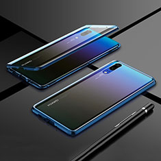 Funda Bumper Lujo Marco de Aluminio Espejo 360 Grados Carcasa T01 para Huawei P20 Azul