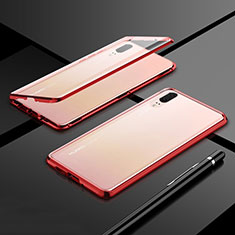 Funda Bumper Lujo Marco de Aluminio Espejo 360 Grados Carcasa T01 para Huawei P20 Rojo
