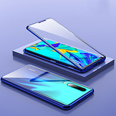 Funda Bumper Lujo Marco de Aluminio Espejo 360 Grados Carcasa T01 para Huawei P30 Azul