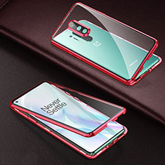 Funda Bumper Lujo Marco de Aluminio Espejo 360 Grados Carcasa T01 para OnePlus 8 Pro Rojo