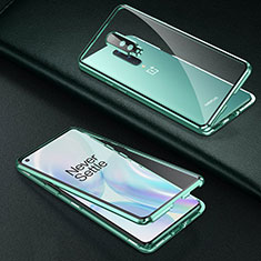 Funda Bumper Lujo Marco de Aluminio Espejo 360 Grados Carcasa T01 para OnePlus 8 Verde
