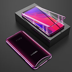 Funda Bumper Lujo Marco de Aluminio Espejo 360 Grados Carcasa T01 para Oppo Find X Morado