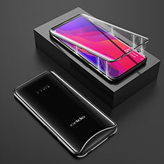 Funda Bumper Lujo Marco de Aluminio Espejo 360 Grados Carcasa T01 para Oppo Find X Super Flash Edition Negro