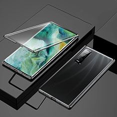 Funda Bumper Lujo Marco de Aluminio Espejo 360 Grados Carcasa T01 para Oppo Find X2 Pro Negro