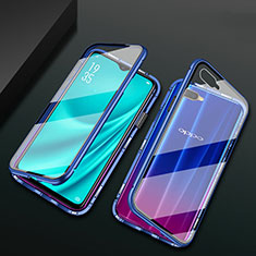 Funda Bumper Lujo Marco de Aluminio Espejo 360 Grados Carcasa T01 para Oppo K1 Azul