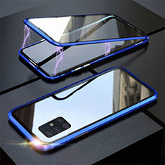 Funda Bumper Lujo Marco de Aluminio Espejo 360 Grados Carcasa T01 para Samsung Galaxy A51 5G Azul