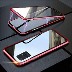 Funda Bumper Lujo Marco de Aluminio Espejo 360 Grados Carcasa T01 para Samsung Galaxy A51 5G Rojo