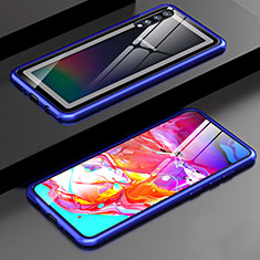 Funda Bumper Lujo Marco de Aluminio Espejo 360 Grados Carcasa T01 para Samsung Galaxy A70 Azul