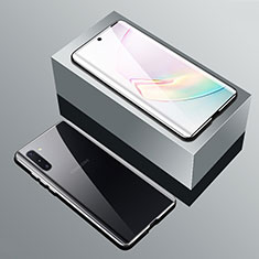 Funda Bumper Lujo Marco de Aluminio Espejo 360 Grados Carcasa T01 para Samsung Galaxy Note 10 5G Plata
