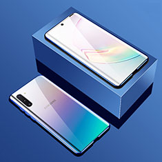 Funda Bumper Lujo Marco de Aluminio Espejo 360 Grados Carcasa T01 para Samsung Galaxy Note 10 Plus Azul