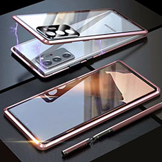 Funda Bumper Lujo Marco de Aluminio Espejo 360 Grados Carcasa T01 para Samsung Galaxy Note 20 Ultra 5G Rosa
