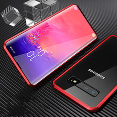 Funda Bumper Lujo Marco de Aluminio Espejo 360 Grados Carcasa T01 para Samsung Galaxy S10 5G Rojo