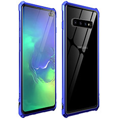 Funda Bumper Lujo Marco de Aluminio Espejo 360 Grados Carcasa T01 para Samsung Galaxy S10 Plus Azul