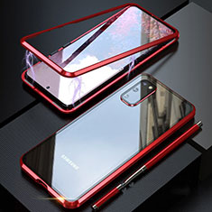 Funda Bumper Lujo Marco de Aluminio Espejo 360 Grados Carcasa T01 para Samsung Galaxy S20 5G Rojo