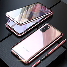 Funda Bumper Lujo Marco de Aluminio Espejo 360 Grados Carcasa T01 para Samsung Galaxy S20 Oro Rosa