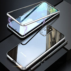 Funda Bumper Lujo Marco de Aluminio Espejo 360 Grados Carcasa T01 para Samsung Galaxy S20 Plus 5G Plata