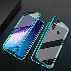 Funda Bumper Lujo Marco de Aluminio Espejo 360 Grados Carcasa T01 para Xiaomi Redmi Note 8T Cian