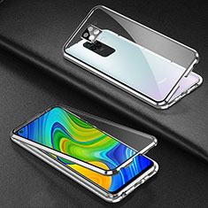 Funda Bumper Lujo Marco de Aluminio Espejo 360 Grados Carcasa T01 para Xiaomi Redmi Note 9 Plata