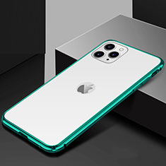 Funda Bumper Lujo Marco de Aluminio Espejo 360 Grados Carcasa T02 para Apple iPhone 11 Pro Max Cian