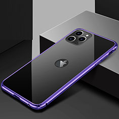 Funda Bumper Lujo Marco de Aluminio Espejo 360 Grados Carcasa T02 para Apple iPhone 11 Pro Morado