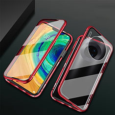 Funda Bumper Lujo Marco de Aluminio Espejo 360 Grados Carcasa T02 para Huawei Mate 30 Pro Rojo