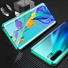 Funda Bumper Lujo Marco de Aluminio Espejo 360 Grados Carcasa T02 para Huawei P30 Pro New Edition Verde