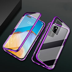 Funda Bumper Lujo Marco de Aluminio Espejo 360 Grados Carcasa T02 para Huawei P40 Pro Morado