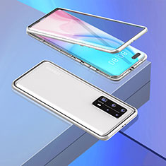 Funda Bumper Lujo Marco de Aluminio Espejo 360 Grados Carcasa T02 para Huawei P40 Pro+ Plus Plata