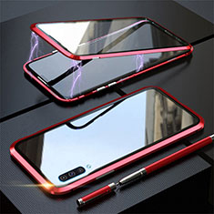 Funda Bumper Lujo Marco de Aluminio Espejo 360 Grados Carcasa T02 para Samsung Galaxy A70S Rojo