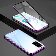 Funda Bumper Lujo Marco de Aluminio Espejo 360 Grados Carcasa T02 para Samsung Galaxy S20 Plus 5G Morado