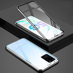 Funda Bumper Lujo Marco de Aluminio Espejo 360 Grados Carcasa T02 para Samsung Galaxy S20 Ultra 5G Plata
