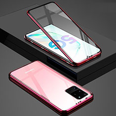 Funda Bumper Lujo Marco de Aluminio Espejo 360 Grados Carcasa T02 para Samsung Galaxy S20 Ultra 5G Rojo