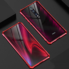 Funda Bumper Lujo Marco de Aluminio Espejo 360 Grados Carcasa T02 para Xiaomi Mi 9T Pro Rojo